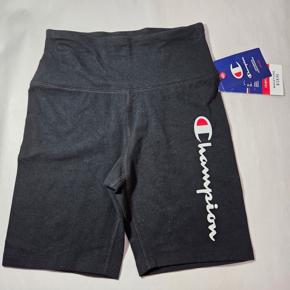 Champion Authentic Bike Shorts, Script Logo, 7" Black XS
